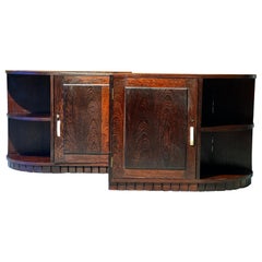 Antique Important and original Pair of Art Deco bedside tables in Palm wood 1930, ivory