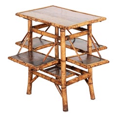 19thC French Bamboo & Lacquer Side Table