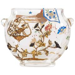 French Japonisme Ormolu-Mounted Art Enameled Glass Vase Alphonse Giroux Duvinage
