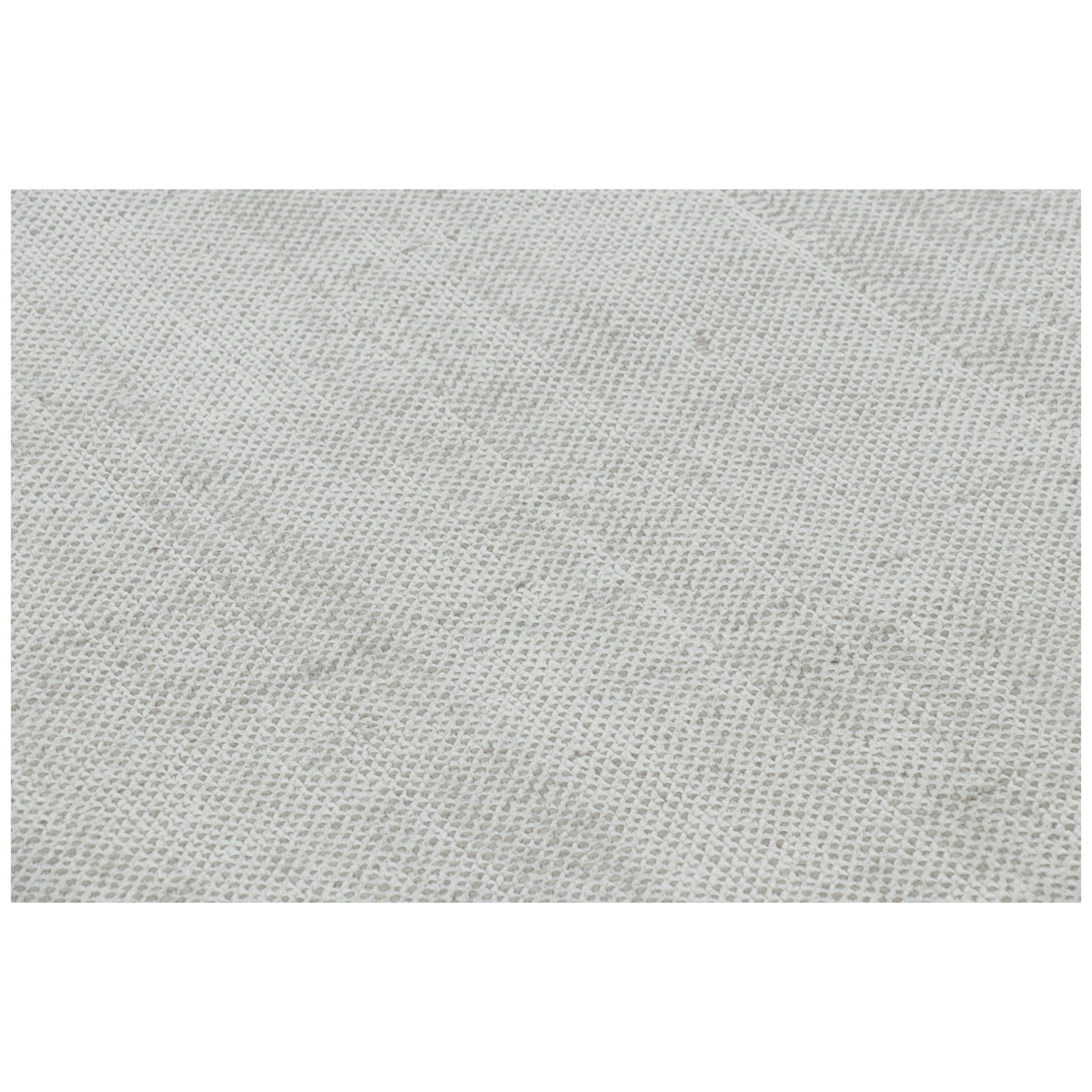Rug & Kilim’s Oversized Textural Rug in Gray and White Tones & Striae