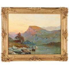 Alfred de Breanski Sr. Oil Painting Nantile Lake North Wales