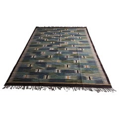 Grand tapis tissé à plat attribué à Anna Maria Hoke, Suède, 1961