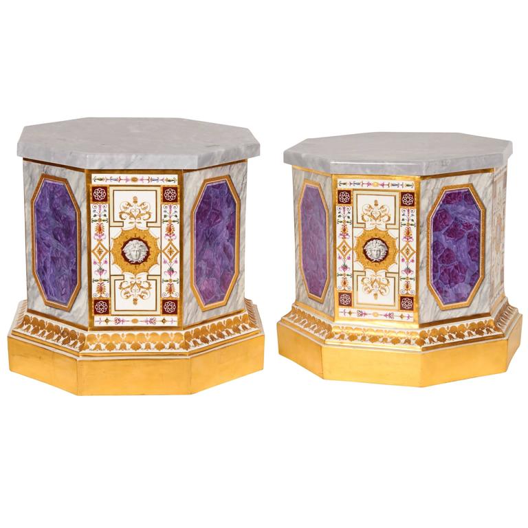 Important Pair of Vienna Porcelain Pedestals Bases at 1stDibs