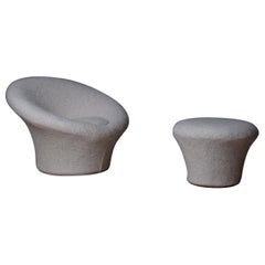 Original Pierre Paulin Mushroom Chair & Ottoman, New Upholstery