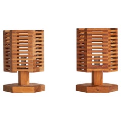 Lampes de bureau Pelle Snidare, pin, Suède, 1970