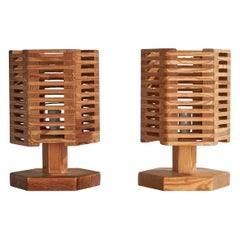 Lampes de bureau Pelle Snidare, pin, Suède, 1970