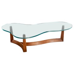 Amerikanischer Designer, Couchtisch, Nussbaum, Glas, USA, 1950er Jahre