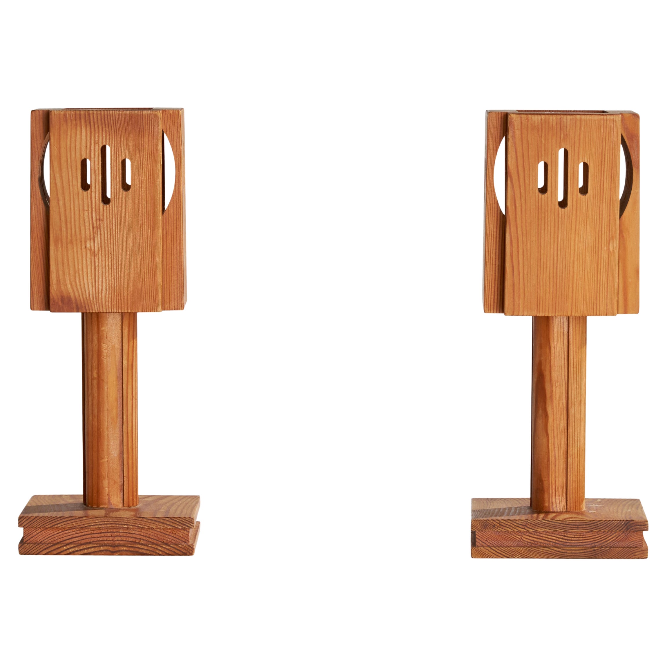 Créateur suédois, lampes de table, pin, Suède, années 1970