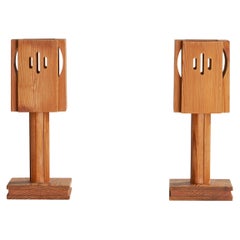Swedish Designer, Table Lamps, Pine, Sweden, 1970s