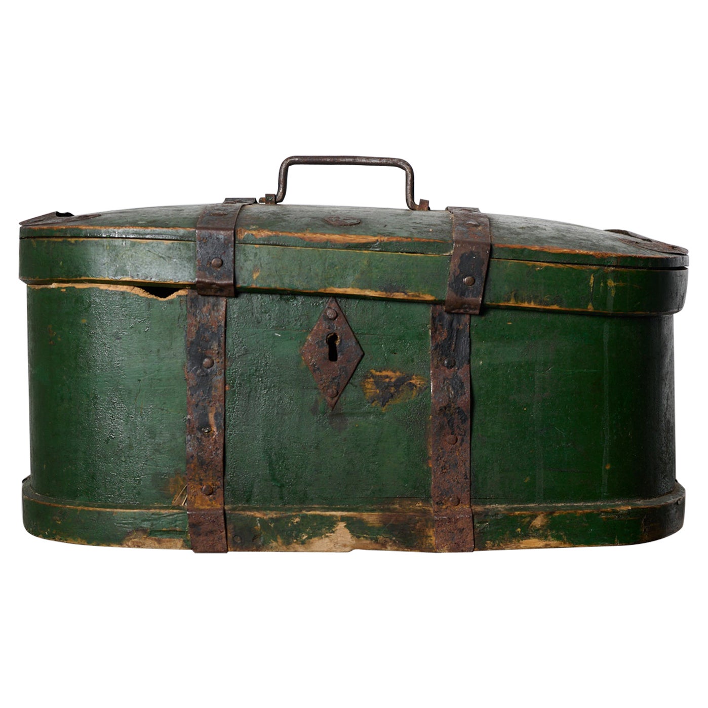Antiguo Forskrin sueco, caja de viaje de arte popular del siglo XVIII, estado original en venta