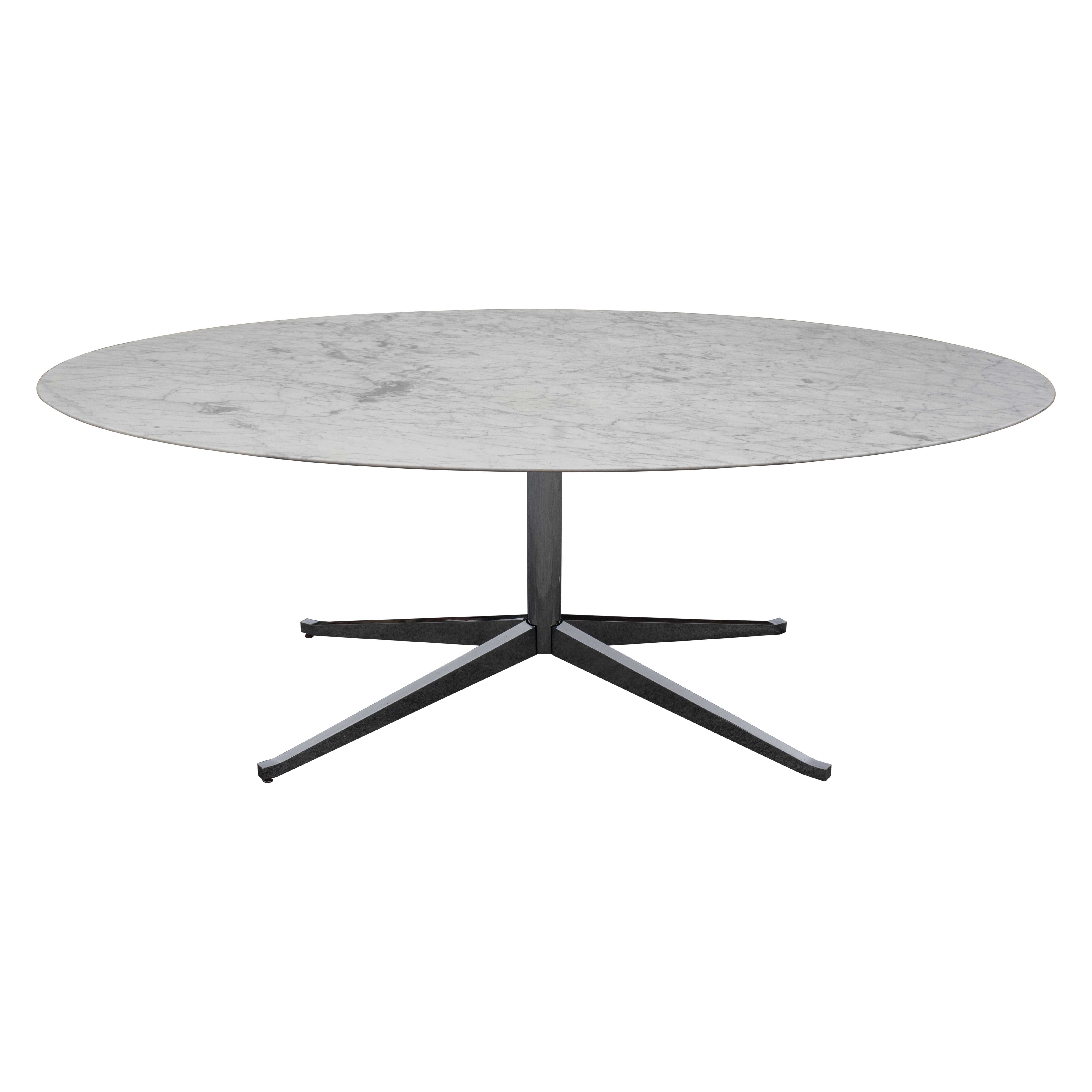 Florence Knoll Mesa de Comedor o Escritorio Ovalada de Mármol de Carrara Satinado de Mediados de Siglo 78x48