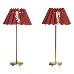 Falkenbergs Belysning, Table Lamps, Brass, Fabric, Sweden, 1960s