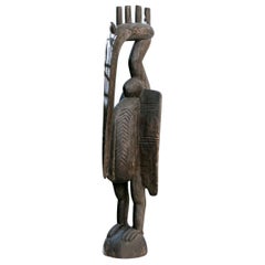 Afrikanische geschnitzte Vintage-Holzfigur einer großen Hornbill-Vogel-Skulptur, groß
