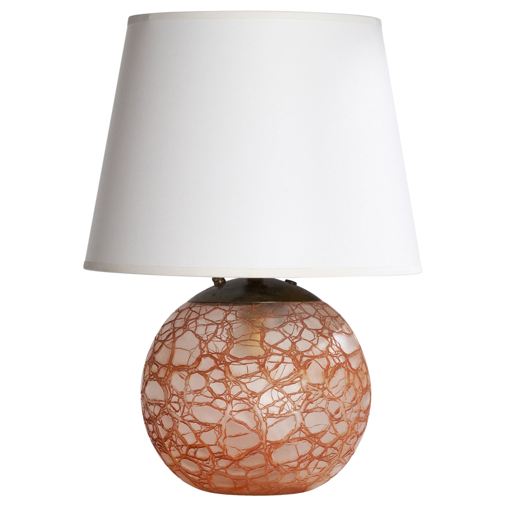 Lampada da tavolo di design svedese, vetro, ottone, Svezia, anni '1930