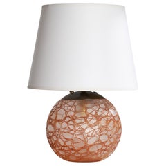 Lampada da tavolo di design svedese, vetro, ottone, Svezia, anni '1930