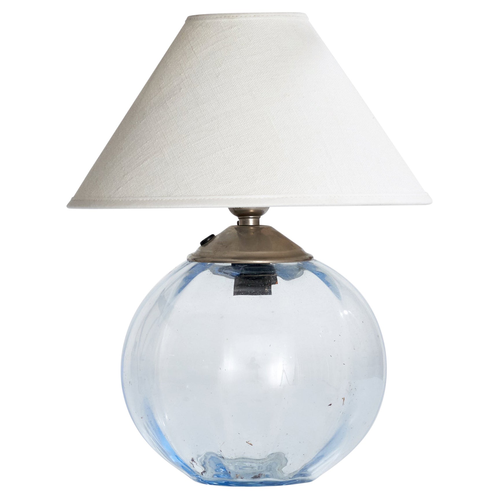 Ewald Hald, lampe de bureau, verre, métal, Suède, années 1930 en vente