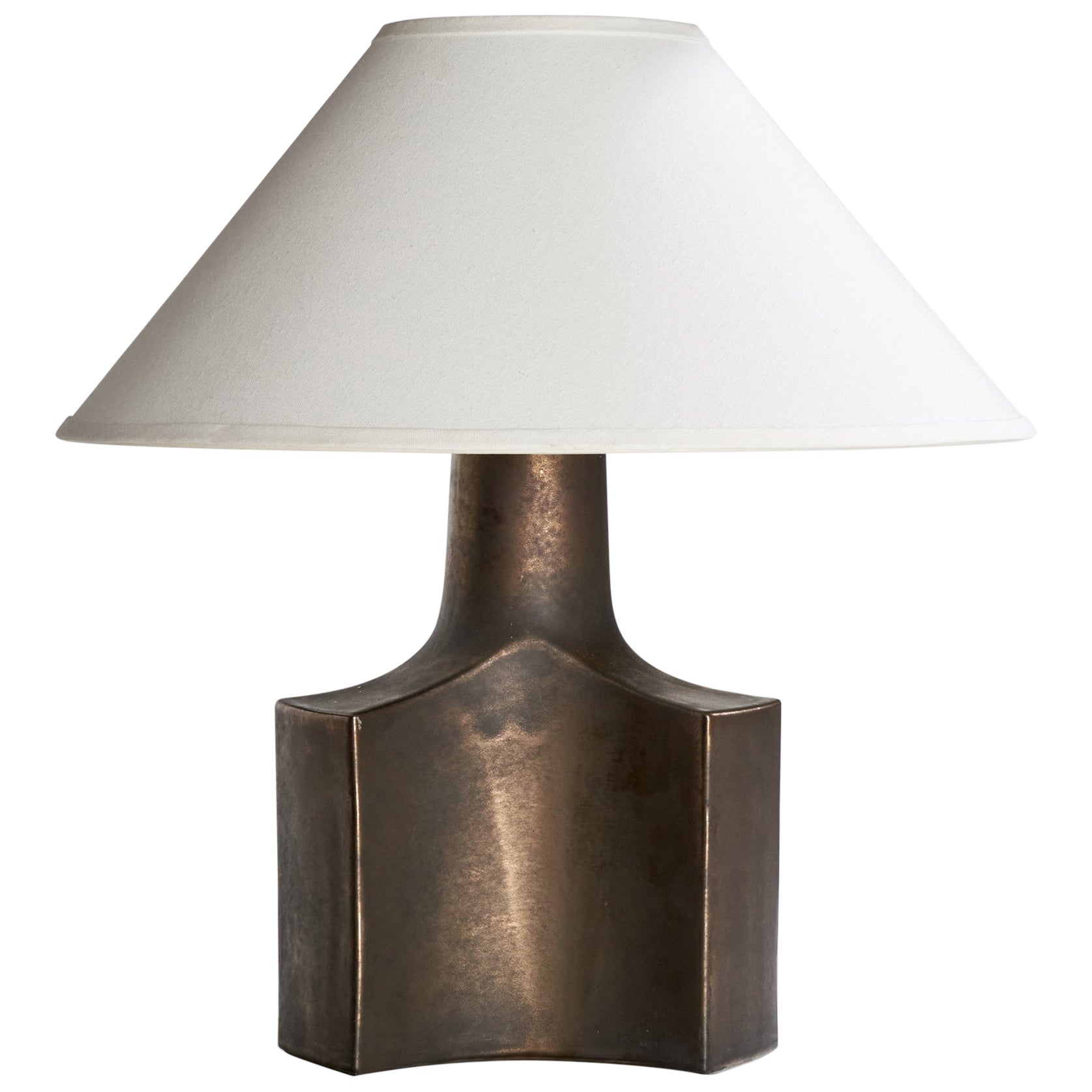 Italienische Designerin, Tischlampe, Messing, Italien, 1970er Jahre