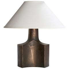 Italienische Designerin, Tischlampe, Messing, Italien, 1970er Jahre