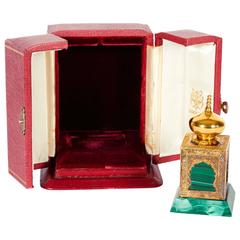 Amouage Silver Gilt Malachite Perfume Bottle Islamic Arabic with Original Box
