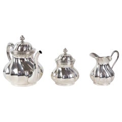 Set of Silver Teapot, Sugar Bowl and Jug by Argenterie Greggio, italy, 1970s