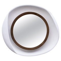 Modern Mirror in White Shagreen with Bronze Patina Brass Details by R&Y Augousti