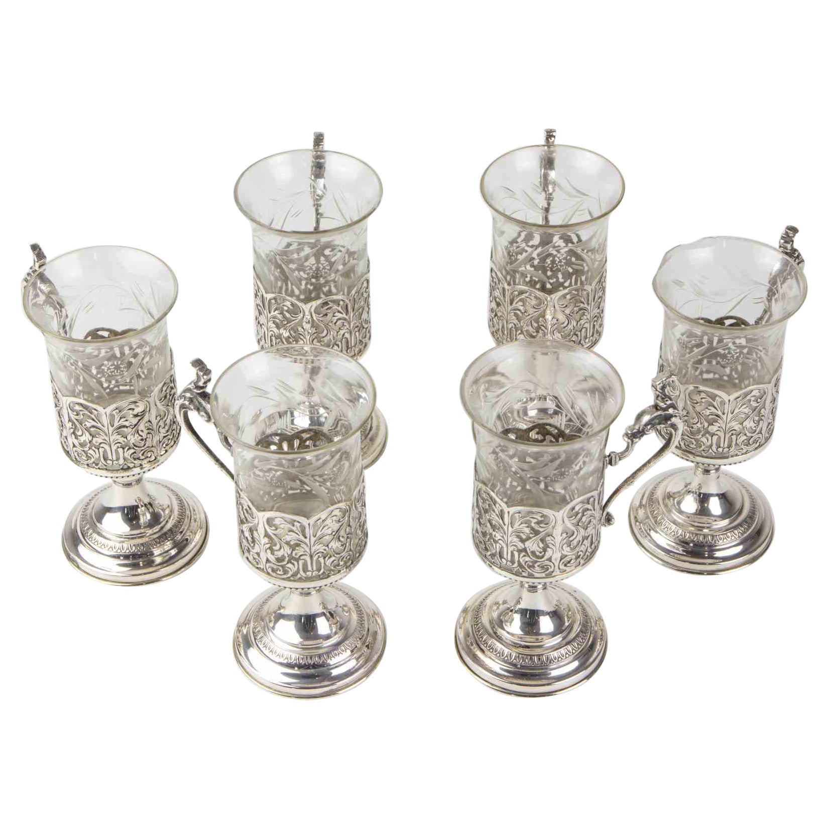 Ensemble de verres en argent, Italie, milieu du 20e siècle