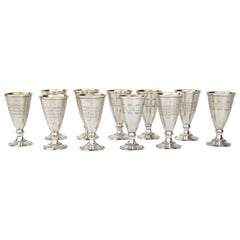 Set of 11 Silver Glasses by Russian Manufacture, italy, mid-20th Century