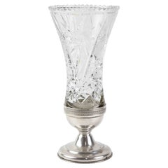 Jarrón vintage de plata y cristal, Italia, mediados del siglo XX