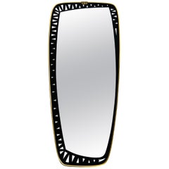 Italian Brass Framed Asymmetrical Wall Mirror, 1960s, Italy