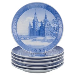 Vintage Royal Copenhagen, set of six Christmas plates in porcelain, 1950s