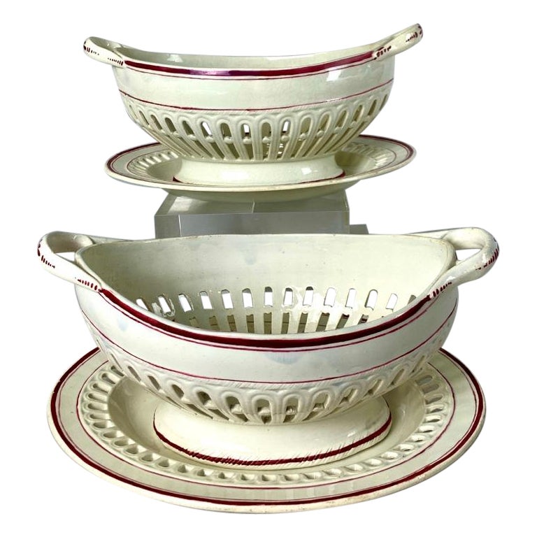 Pair of Pearlware Pottery Baskets England Circa 1820