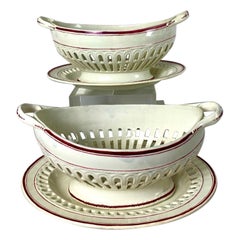 Pair of Pearlware Pottery Baskets England Circa 1820