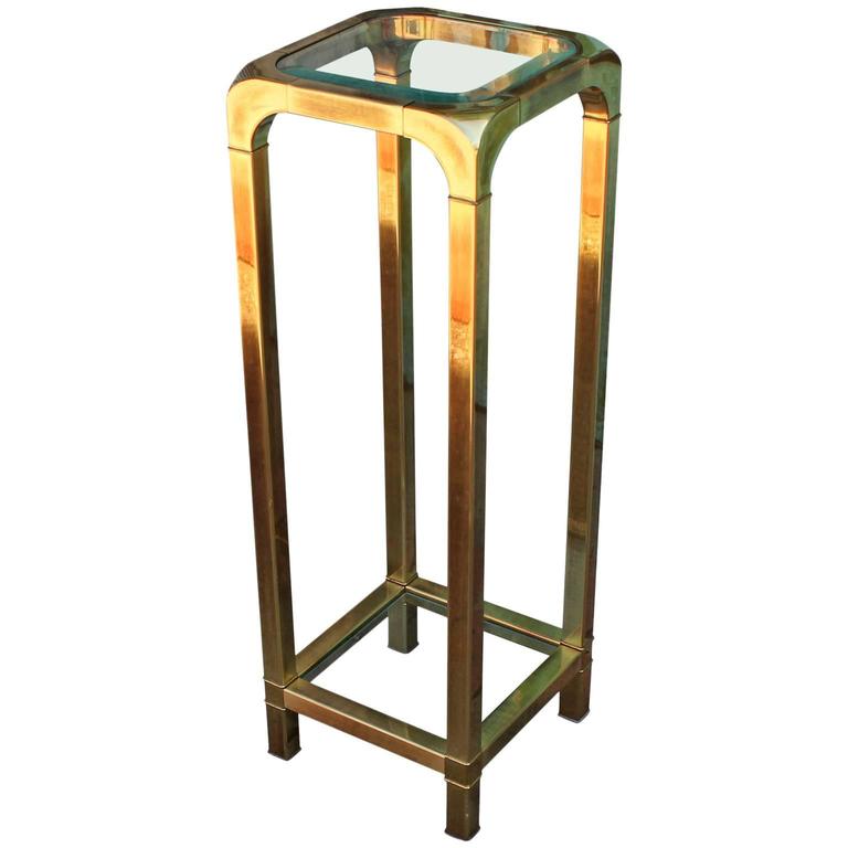 Mastercraft Brass and Glass Pedestal or Accent Table at 1stDibs