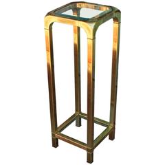 Mastercraft Brass and Glass Pedestal or Accent Table