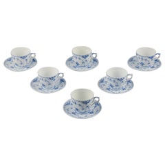 Royal Copenhagen Mezzo pizzo scanalato blu, sei coppie di tazze da caffè.