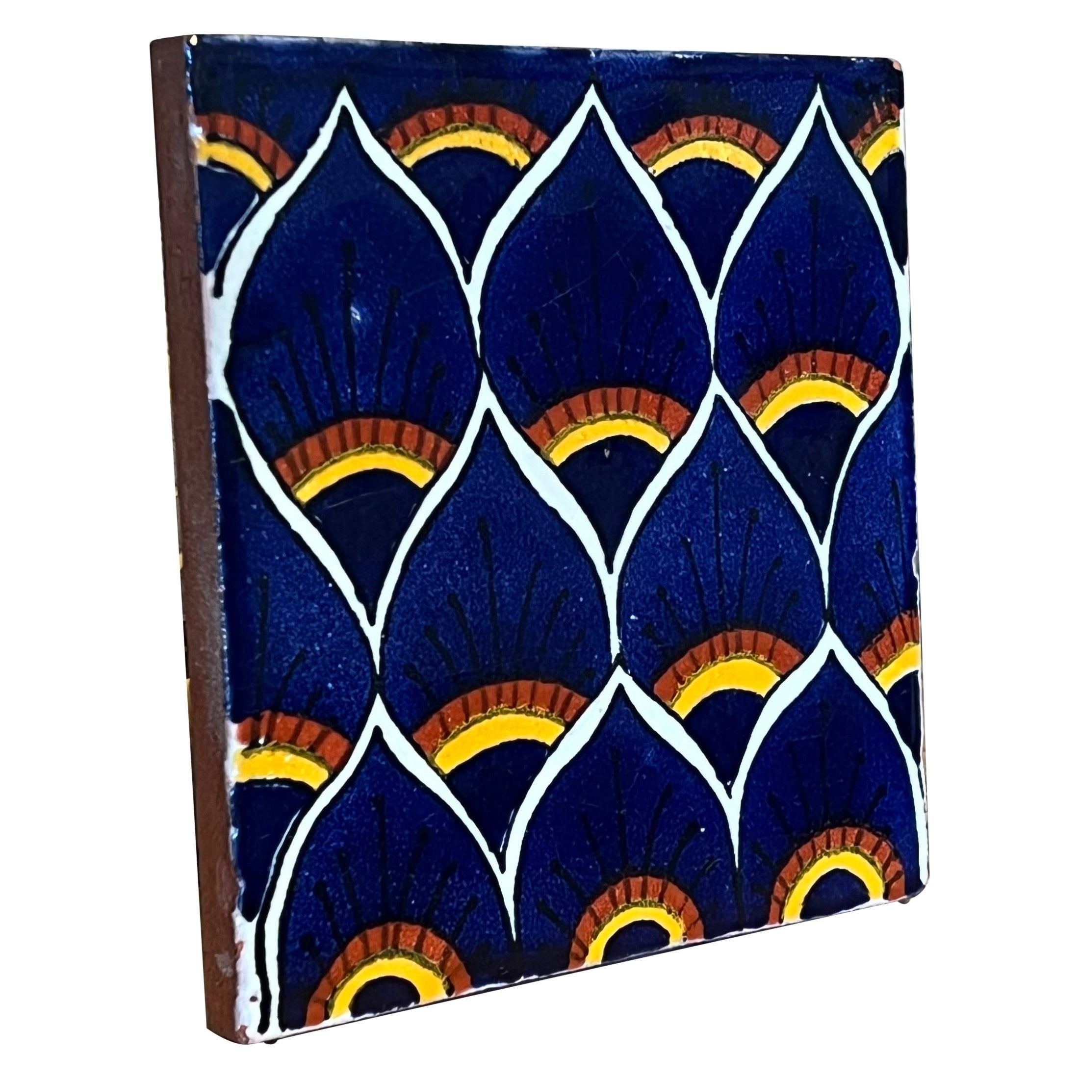 Azulejo decorativo de estilo vintage pintado a mano.