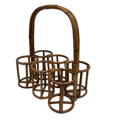 Portabottiglie in rattan. Lavoro francese. Circa 1950