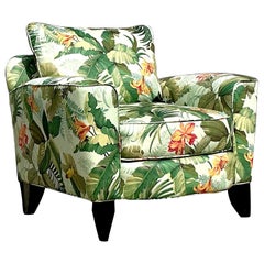 Vintage Coastal Tropical Print Lounge Chair