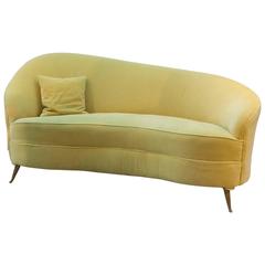 Vintage Italian Cosy Chaise longue Sofa in Mustard