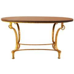 Neoclassical Oval French Coffee Table by Maison Ramsey in Slade, Gold Plating