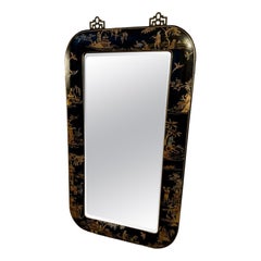 Miroir ancien décoré de chinoiserie édouardienne de qualité exceptionnelle