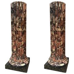 Beautiful Pair of Marble and Stucco Columns, Italy, 18th Century 7