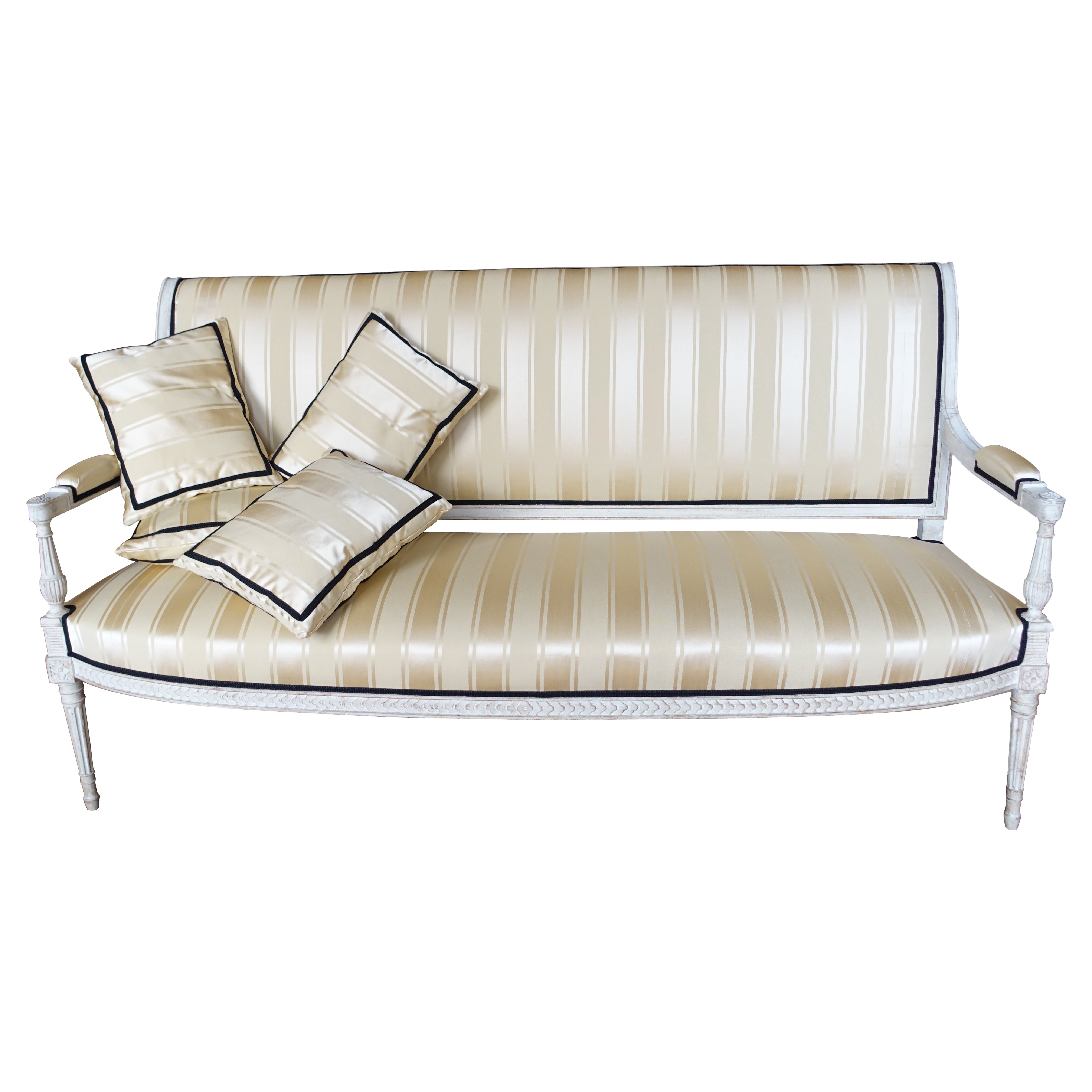 Directoire canapé sofa, 18th century, Tassinari & Chatel silk