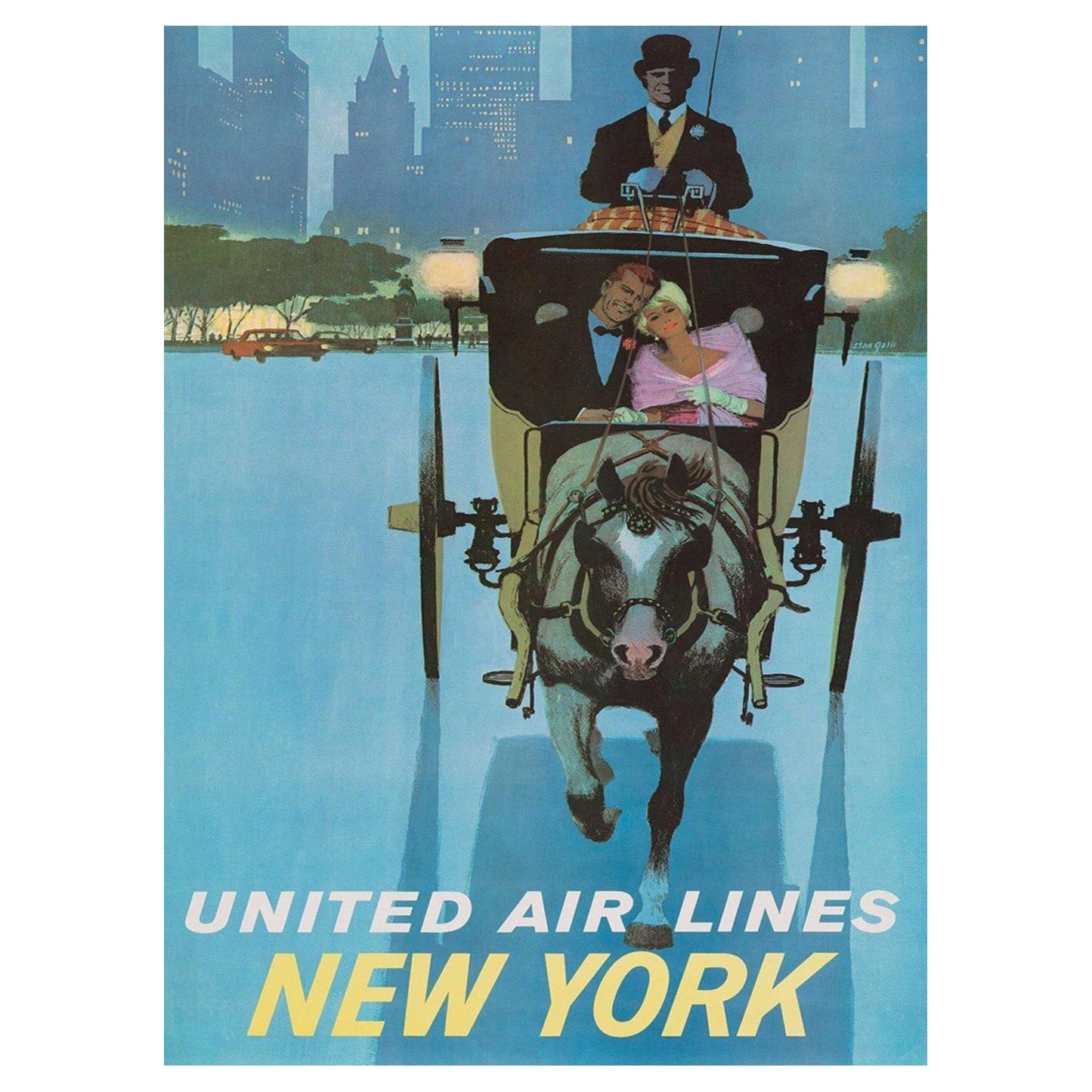United Airlines – New York, Original-Vintage-Poster, 1960