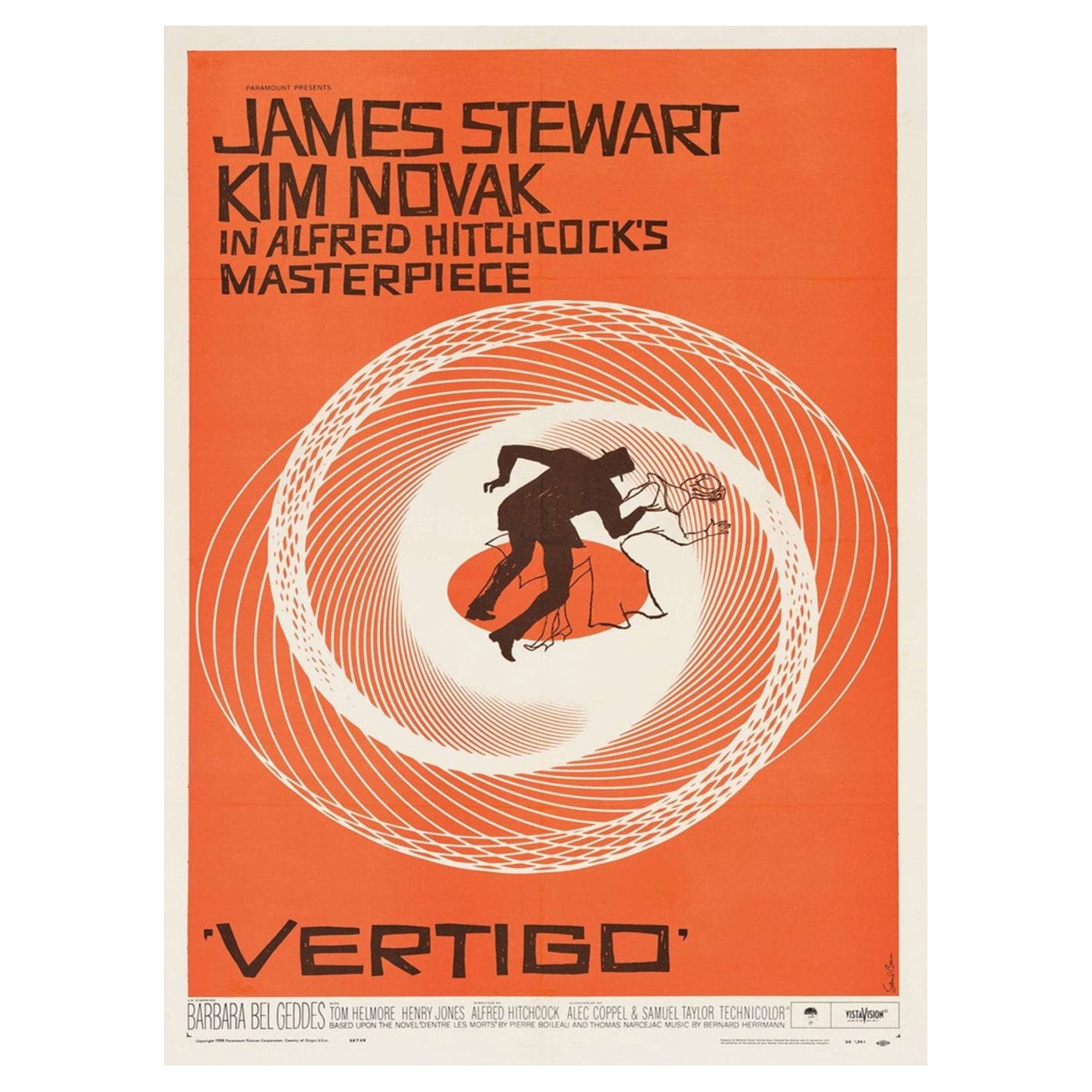 Affiche vintage originale de Vertigo, 1958