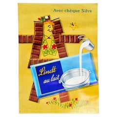 Lindt Milch Schokolade Original Vintage-Poster, 1957