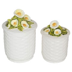 Vintage Ceramic ‘Rustic Daisy’ Canisters - Set of 2