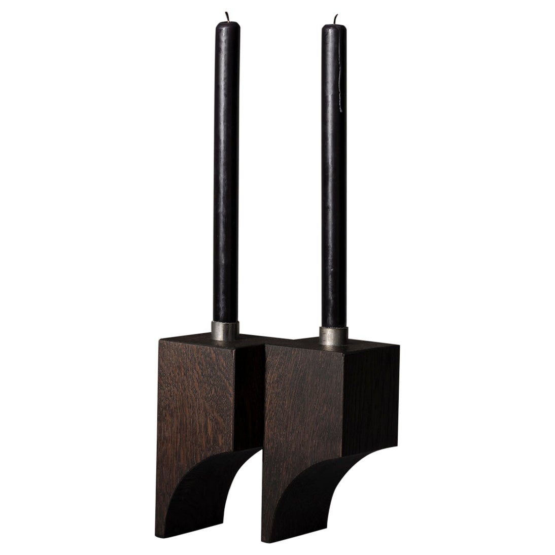 Brutalist Candle Holder R:2 - Solid Dark Brown Oak - by Mokko