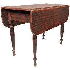 Great 19th Century Country American Grain Painted Drop-Leaf Table