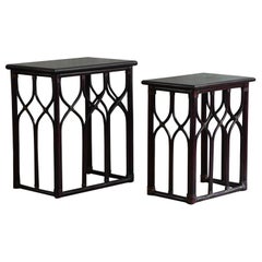 Pair of nesting side tables in bent bamboo – Lyda Levi for Mcguire San Francisco